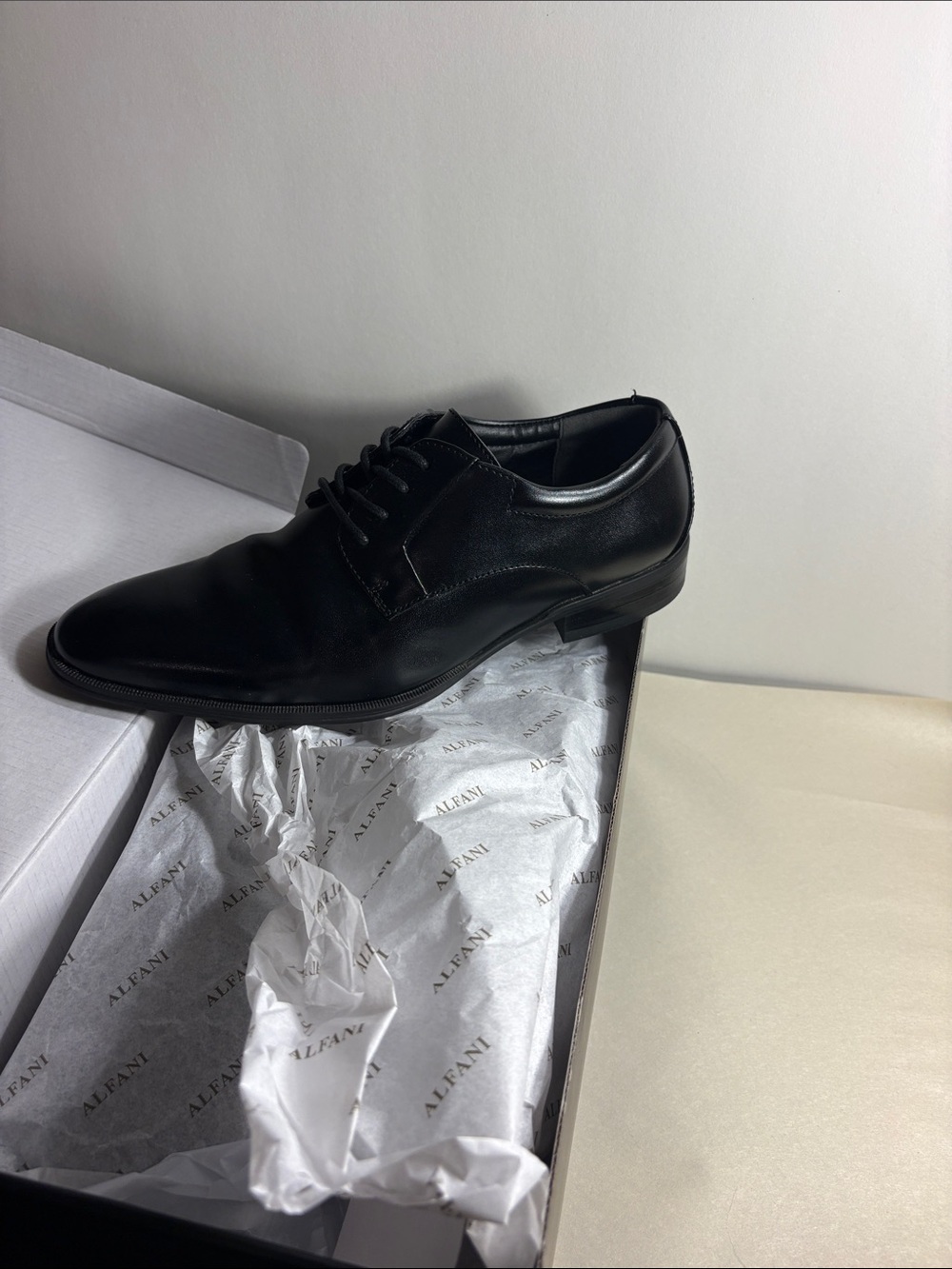Alfani Men's Black Leather Derby Dress Shoes